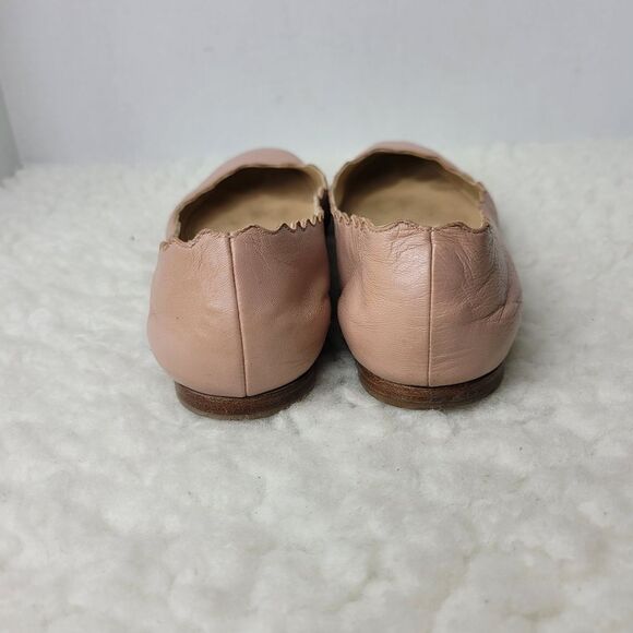 Chloe Lauren Nappa Leather Scalloped Trim Slip-on Ballet Flats - Picture 5 of 10
